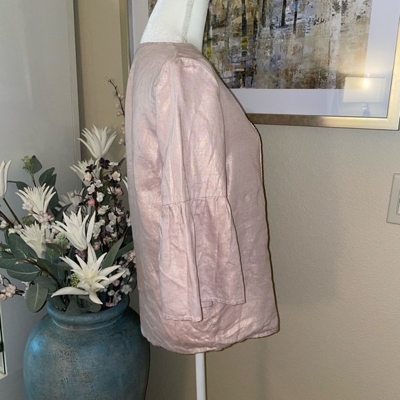 Ellen Tracy linen pink blouse - Picture 3 of 10
